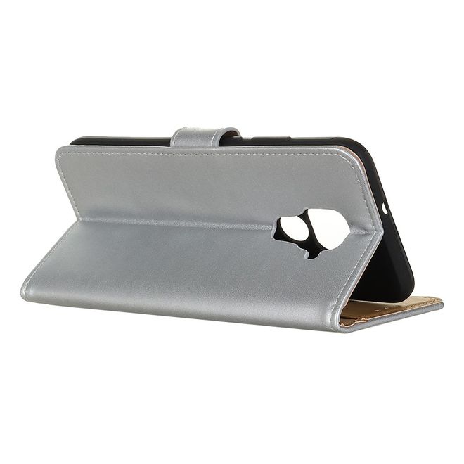 Huawei Mate 30 Lite Handy Hülle - Classic II Leder Bookcover Series - silber