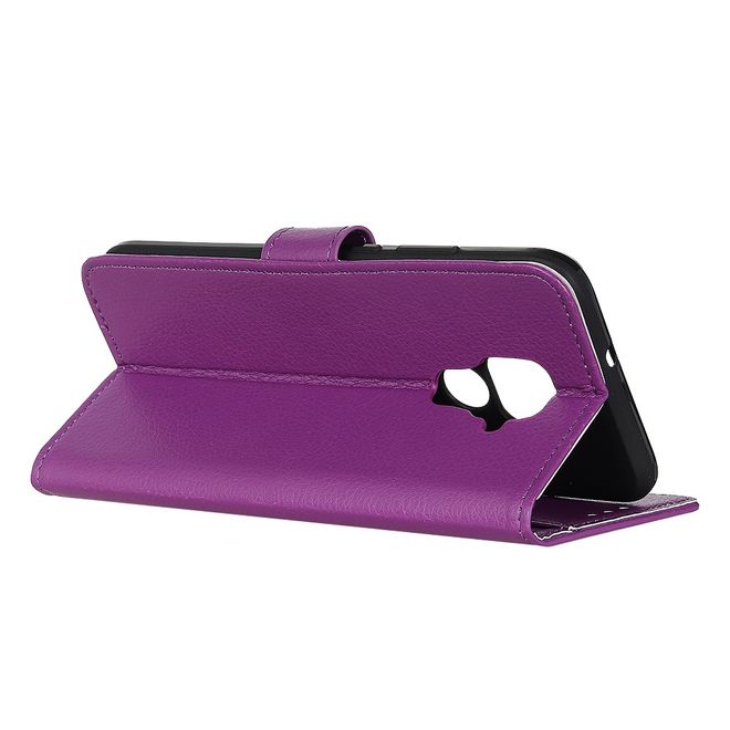 Huawei Mate 30 Lite Handy Hülle - Litchi Leder Bookcover Series - purpur