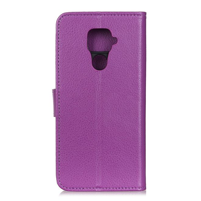 Huawei Mate 30 Lite Handy Hülle - Litchi Leder Bookcover Series - purpur