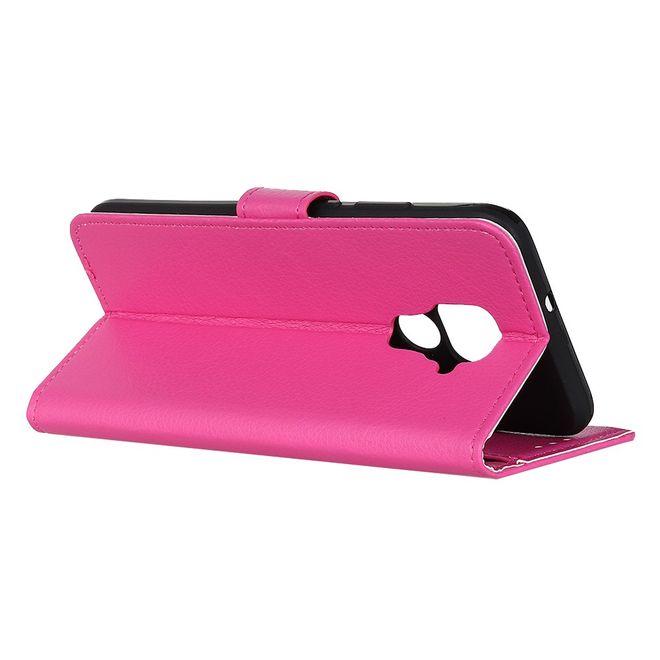 Huawei Mate 30 Lite Handy Hülle - Litchi Leder Bookcover Series - rosa