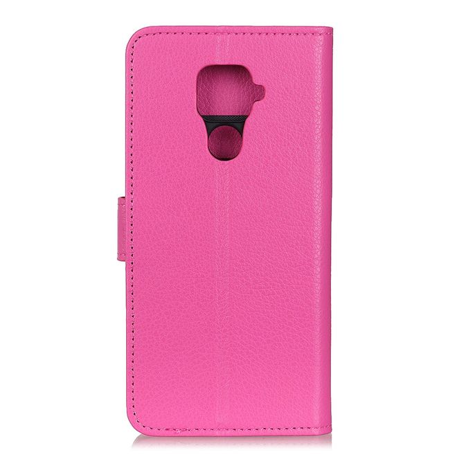 Huawei Mate 30 Lite Handy Hülle - Litchi Leder Bookcover Series - rosa