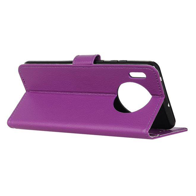 Huawei Mate 30 Handy Hülle - Litchi Leder Bookcover Series - purpur