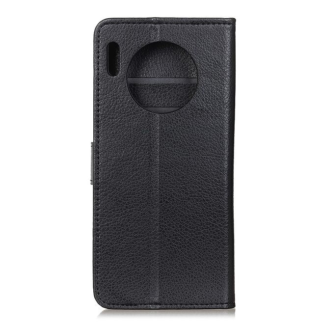 Huawei Mate 30 Pro Handy Hülle - Litchi Leder Bookcover Series - schwarz
