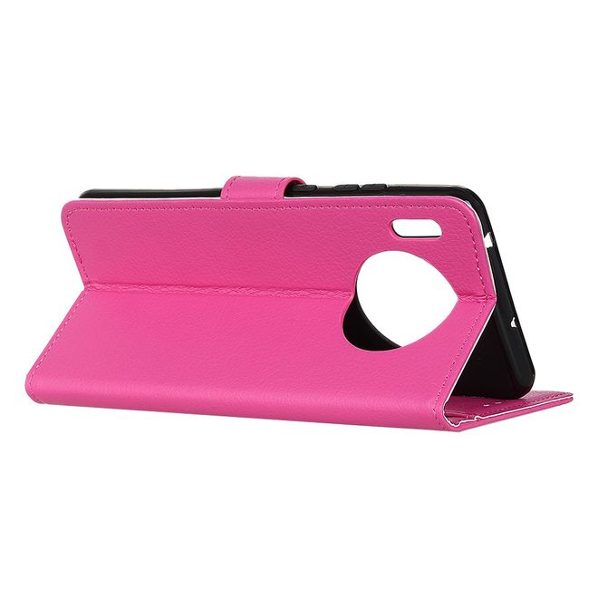 Huawei Mate 30 Pro Handy Hülle - Litchi Leder Bookcover Series - rosa