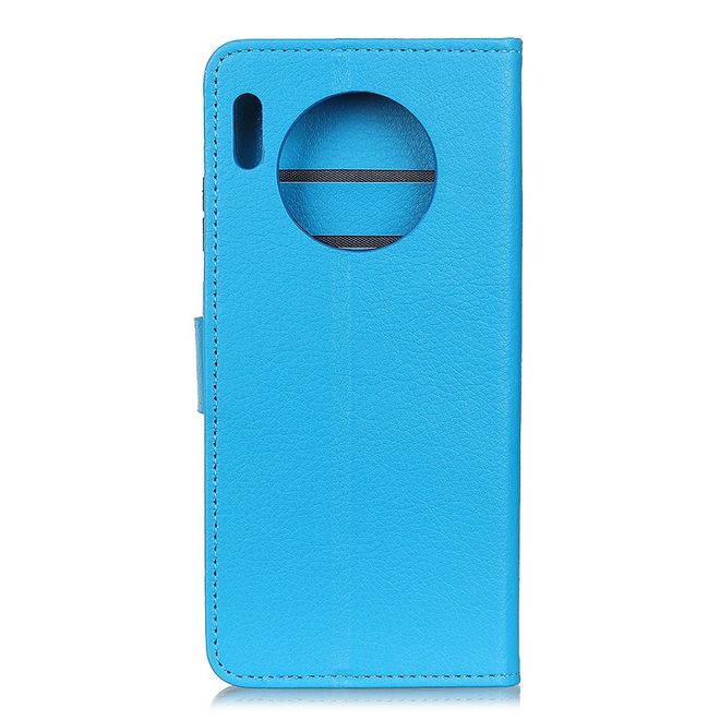 Huawei Mate 30 Pro Handy Hülle - Litchi Leder Bookcover Series - blau
