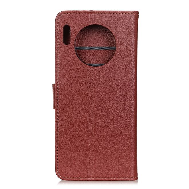 Huawei Mate 30 Pro Handy Hülle - Litchi Leder Bookcover Series - braun