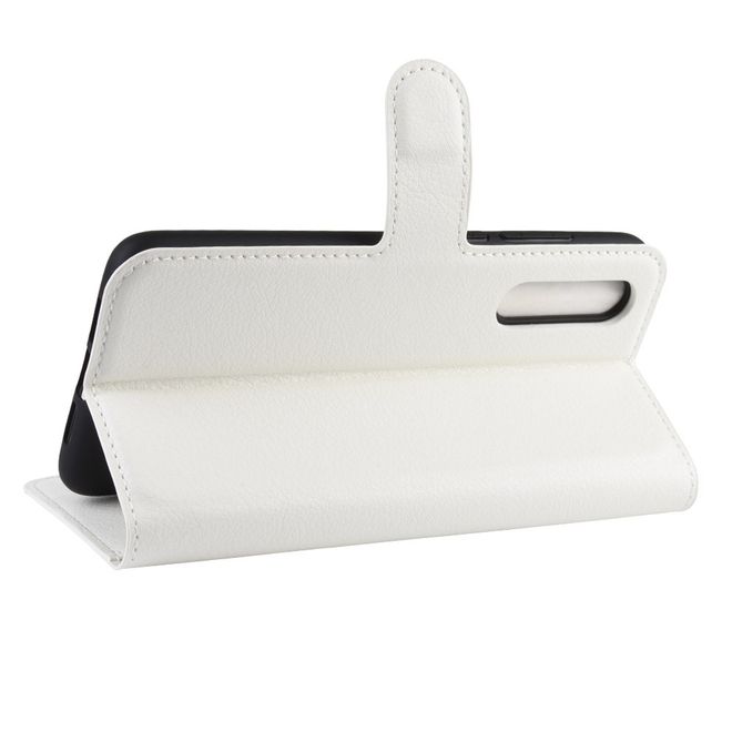 Xiaomi Mi A3 Handy Hülle - Litchi Leder Bookcover Series - weiss