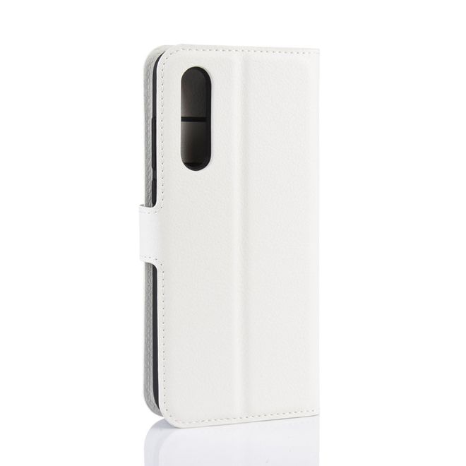 Xiaomi Mi A3 Handy Hülle - Litchi Leder Bookcover Series - weiss