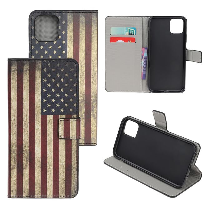 Étui pour iPhone 11 Pro - Collection Couverture Livre en Cuir - Drapeau américain rétro