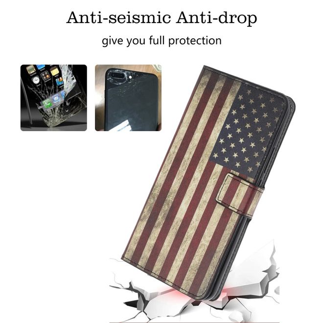 Étui pour iPhone 11 Pro - Collection Couverture Livre en Cuir - Drapeau américain rétro