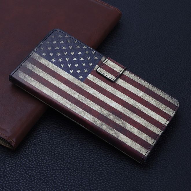 Étui pour iPhone 11 Pro - Collection Couverture Livre en Cuir - Drapeau américain rétro