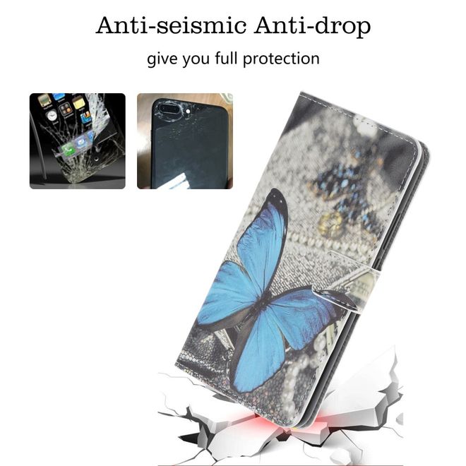 Étui pour iPhone 11 Pro - Collection Couverture Livre en Cuir - Papillon Bleu
