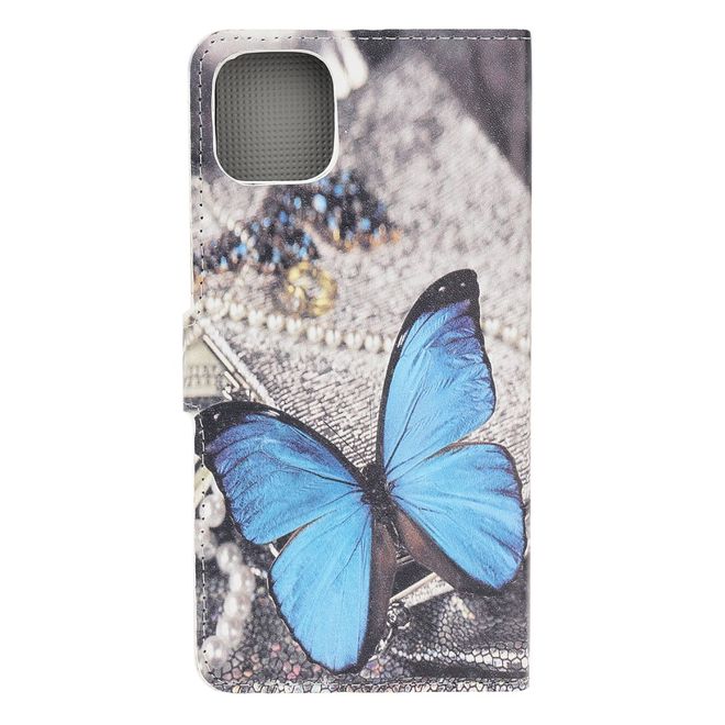 Étui pour iPhone 11 Pro - Collection Couverture Livre en Cuir - Papillon Bleu