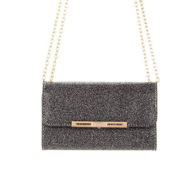 iPhone 11 Pro Max Phone Case - Glittering Clutch with Neck Strap - Black