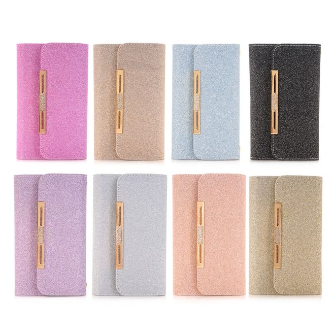 iPhone 11 Phone Case - Glittering Clutch with Neck Strap - Pink