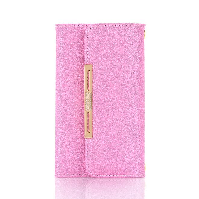 iPhone 11 Pro Phone Case - Glittering Clutch with Neck Strap - Pink