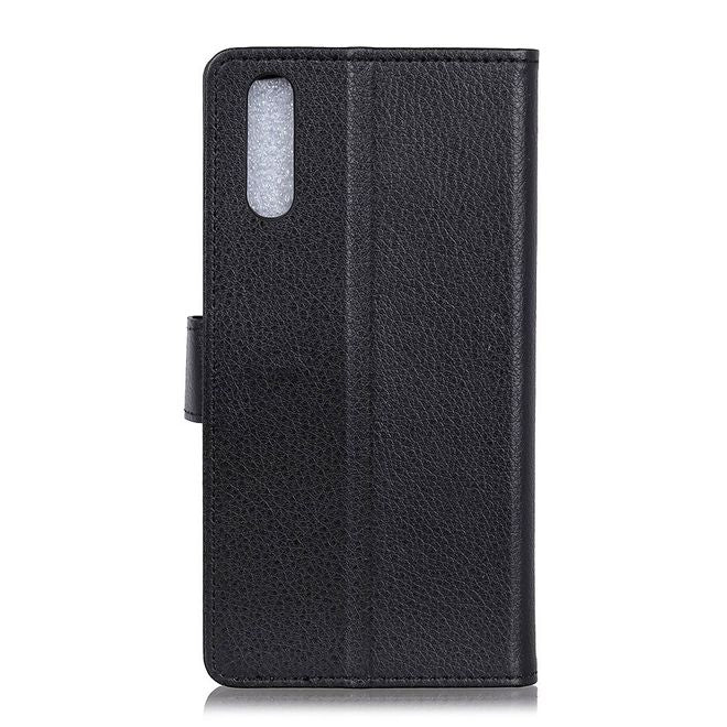 Samsung Galaxy A90 5G Handy Hülle - Litchi Leder Bookcover Series - schwarz