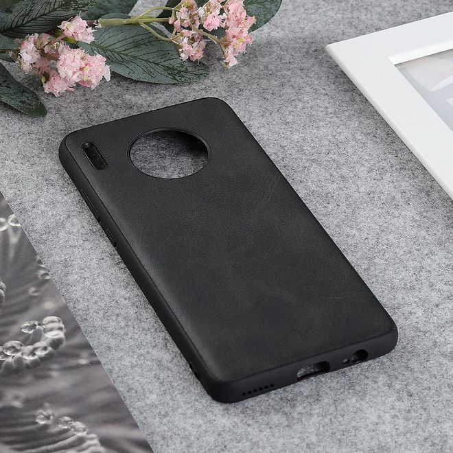 Huawei Mate 30 Pro Hülle - Case aus elastischem Plastik - mit Ledertextur - grau