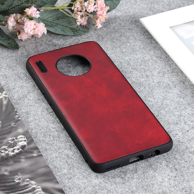 Huawei Mate 30 Pro Hülle - Case aus elastischem Plastik - mit Ledertextur - rot