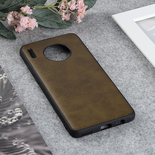 Huawei Mate 30 Pro Hülle - Case aus elastischem Plastik - mit Ledertextur - gold