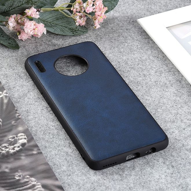 Huawei Mate 30 Pro Hülle - Case aus elastischem Plastik - mit Ledertextur - blau
