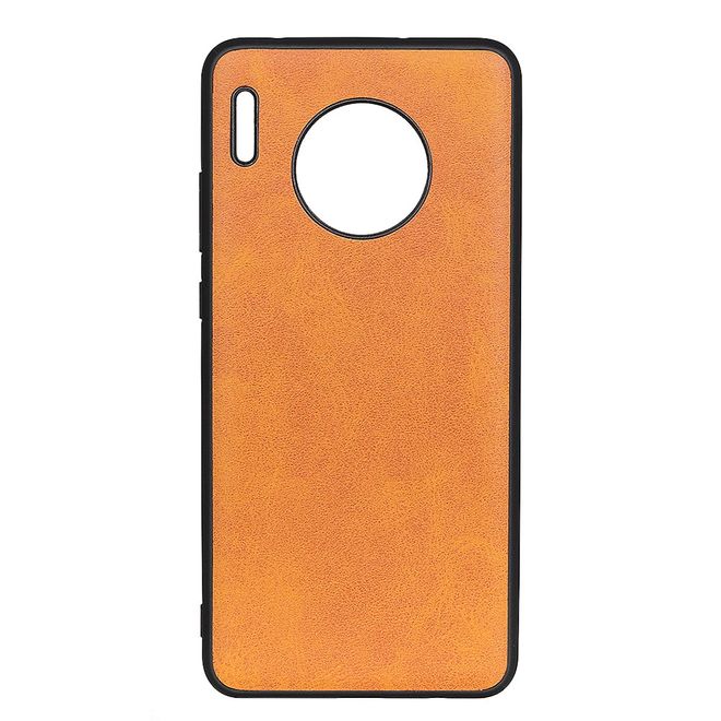 Huawei Mate 30 Pro Hülle - Case aus elastischem Plastik - mit Ledertextur - gelb