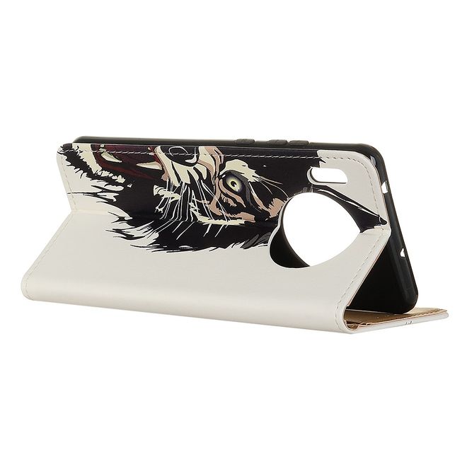 Huawei Mate 30 Pro Handy Hülle - Leder Bookcover Image Series - Tigermuster