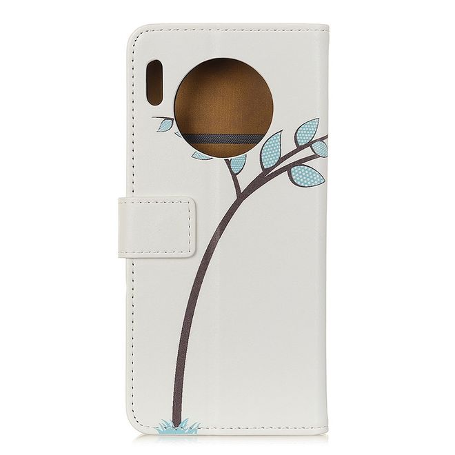 Huawei Mate 30 Pro Handy Hülle - Leder Bookcover Image Series - Eulen auf einem Ast