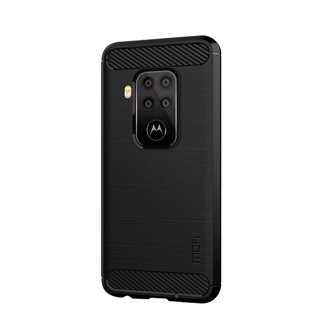 Mofi - Motorola One Zoom Hülle - TPU Softcase - Carbon Fiber Series - schwarz