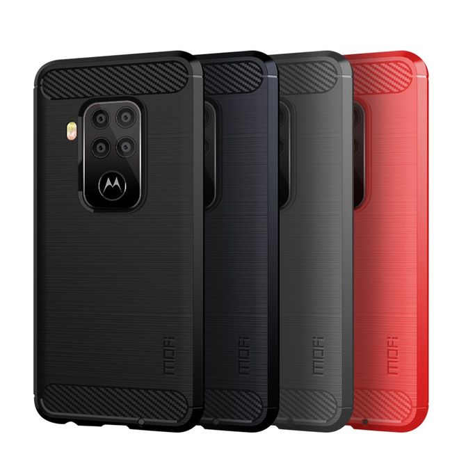 Mofi - Motorola One Zoom Hülle - TPU Softcase - Carbon Fiber Series - schwarz