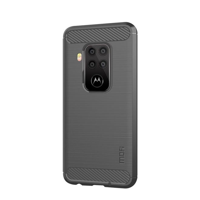 Mofi - Motorola One Zoom Hülle - TPU Softcase - Carbon Fiber Series - grau