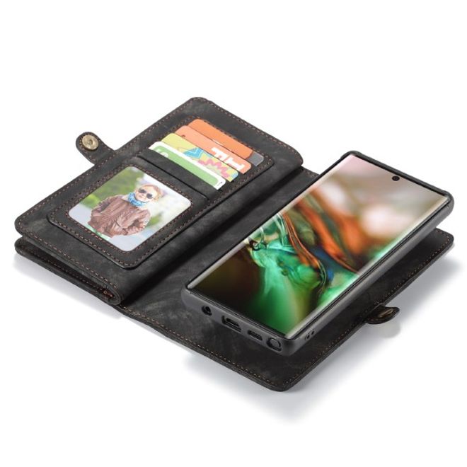 Caseme - Samsung Galaxy Note 10 Handyhülle - Leder Portemonnaie mit abnehmbarer Plastik Hülle - schwarz