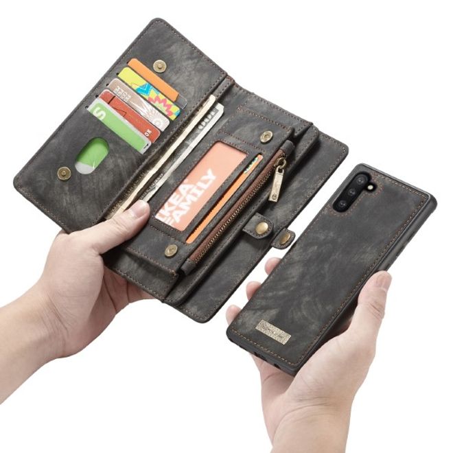 Caseme - Samsung Galaxy Note 10 Handyhülle - Leder Portemonnaie mit abnehmbarer Plastik Hülle - schwarz