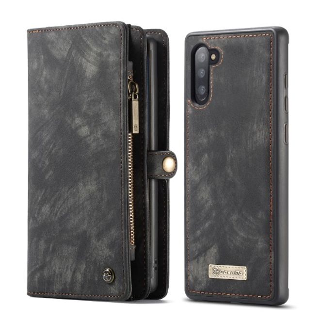 Caseme - Samsung Galaxy Note 10 Handyhülle - Leder Portemonnaie mit abnehmbarer Plastik Hülle - schwarz