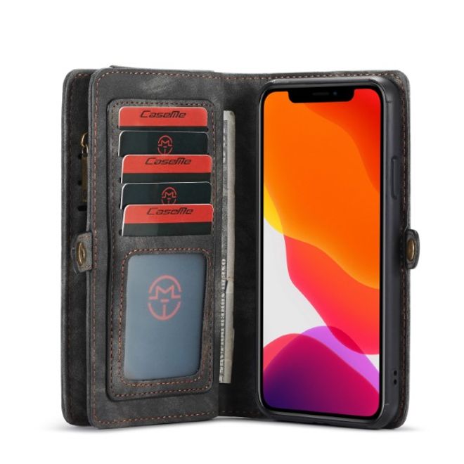 Caseme - iPhone 11 Pro Max Handyhülle - Leder Portemonnaie mit abnehmbarer Plastik Hülle - schwarz