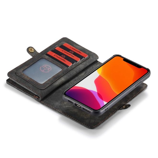 Caseme - iPhone 11 Pro Max Handyhülle - Leder Portemonnaie mit abnehmbarer Plastik Hülle - schwarz