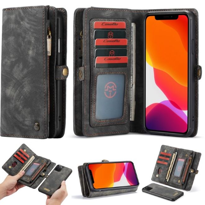 Caseme - iPhone 11 Pro Max Handyhülle - Leder Portemonnaie mit abnehmbarer Plastik Hülle - schwarz