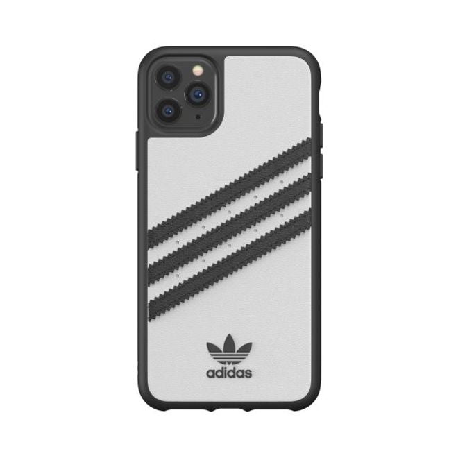 Adidas - iPhone 11 Pro Max Hülle - PU Backcover mit Logo und Streifen - weiss/schwarz