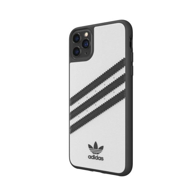 Adidas - iPhone 11 Pro Max Hülle - PU Backcover mit Logo und Streifen - weiss/schwarz