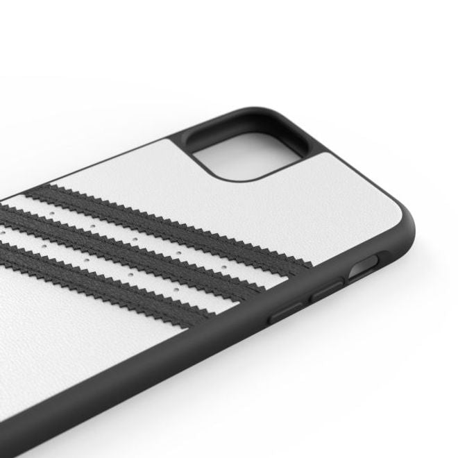 Adidas - iPhone 11 Pro Max Hülle - PU Backcover mit Logo und Streifen - weiss/schwarz