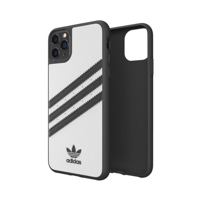 Adidas - iPhone 11 Pro Max Hülle - PU Backcover mit Logo und Streifen - weiss/schwarz