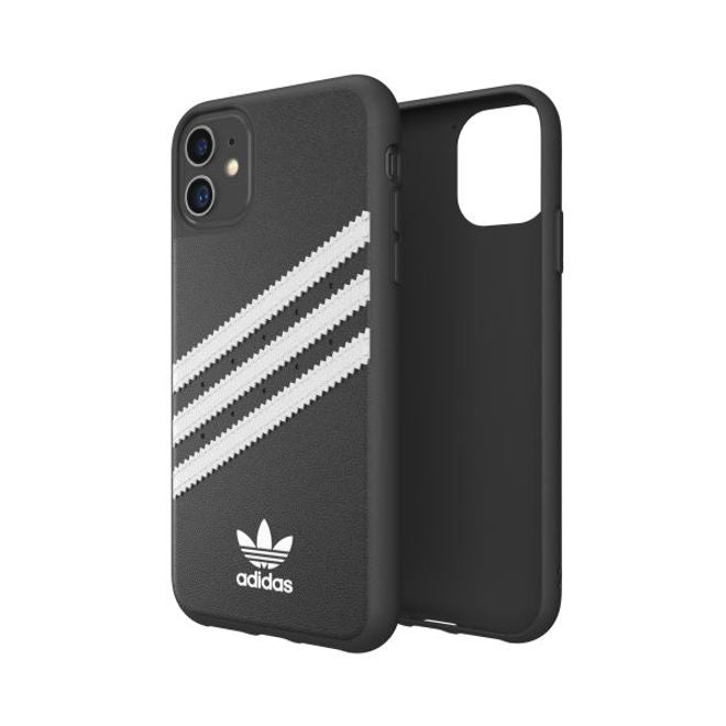 Adidas - iPhone 11 Hülle - PU Backcover mit Logo und Streifen - schwarz/weiss