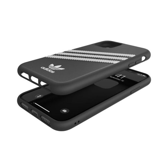 Adidas - iPhone 11 Hülle - PU Backcover mit Logo und Streifen - schwarz/weiss