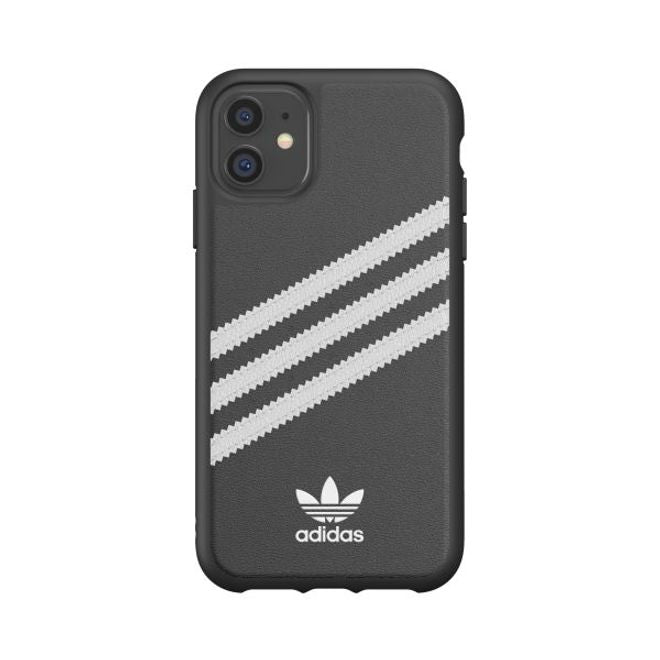 Adidas - iPhone 11 Hülle - PU Backcover mit Logo und Streifen - schwarz/weiss