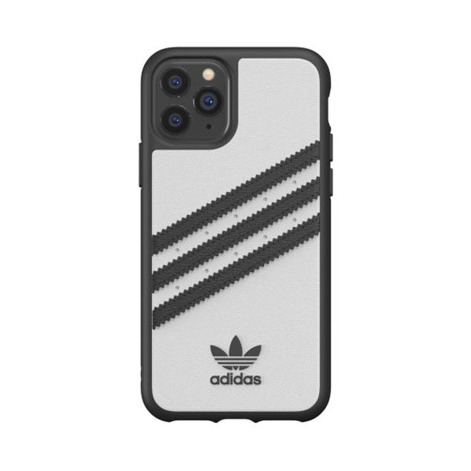 Adidas - iPhone 11 Pro Hülle - PU Backcover mit Logo und Streifen - weiss/schwarz