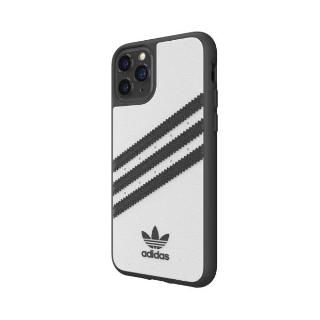 Adidas - iPhone 11 Pro Hülle - PU Backcover mit Logo und Streifen - weiss/schwarz