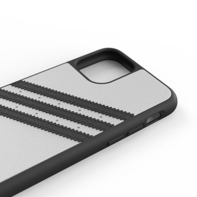 Adidas - iPhone 11 Pro Hülle - PU Backcover mit Logo und Streifen - weiss/schwarz
