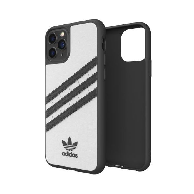 Adidas - iPhone 11 Pro Hülle - PU Backcover mit Logo und Streifen - weiss/schwarz