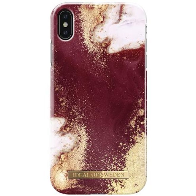 iDeal of Sweden - iPhone XS Max Hülle - Printed Case - Golden Burgundy Marble