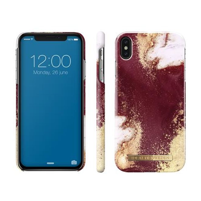 iDeal of Sweden - iPhone XS Max Hülle - Printed Case - Golden Burgundy Marble
